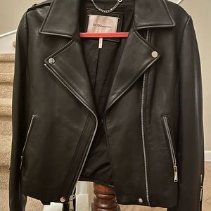 BCBG genuine leather  moto jacket